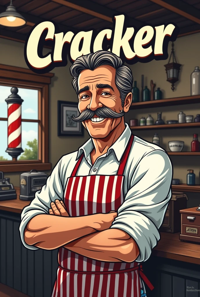 A barbershop logo in which the name is found "Cracker"