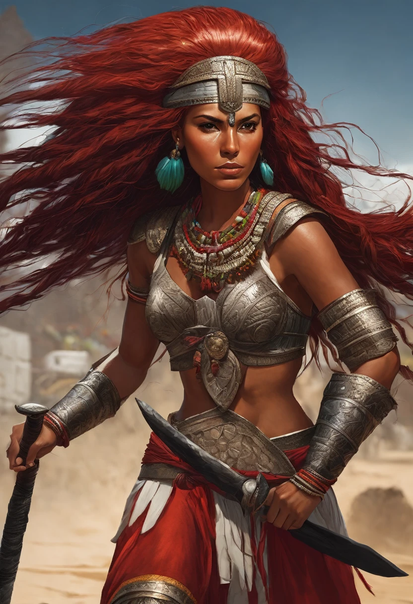 Red-haired white warrior Brazilian woman 