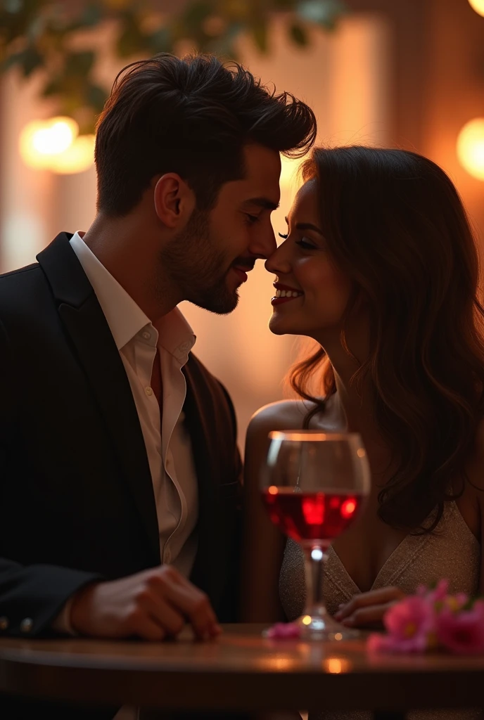 Confident man in a dating scenario with a woman