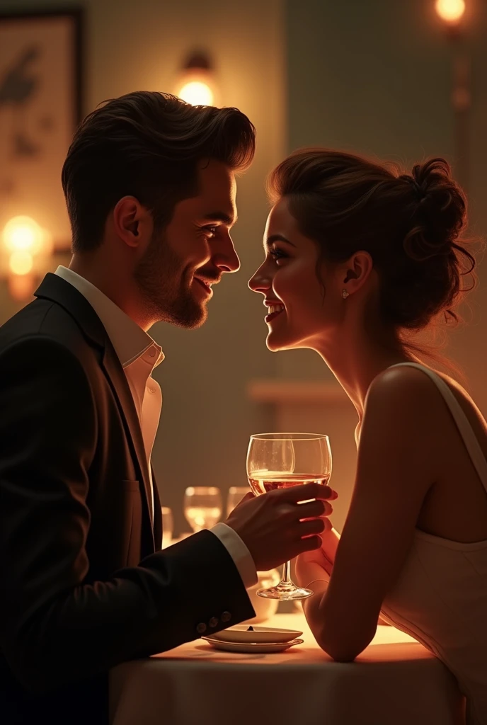 Confident man in a dating scenario with a woman