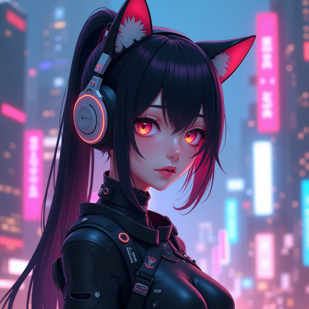 anime girl in futuristic outfit with cat ears and headphones, beautiful cyborg girl, cyberpunk anime digital art, cyberpunk anime girl mech, female cyberpunk anime girl, cyberpunk anime girl, beautiful cyborg girl, Perfect android girl, anime cyberpunk art, portrait anime space cadet girl, garota cyberpunk sonhadora, digital cyberpunk - anime art, girl with mecha cybernetic armor, beautiful cyberpunk girl