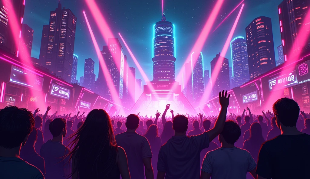 illustration Neon Tide, edm music, neon energy