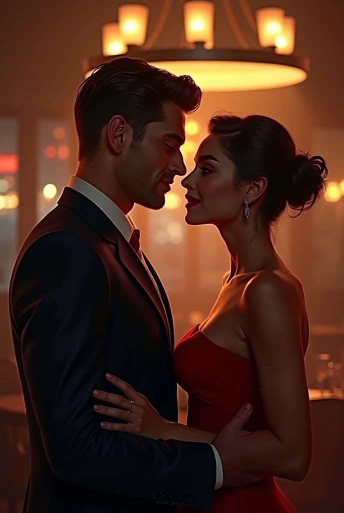 Confident man in a dating scenario with a woman