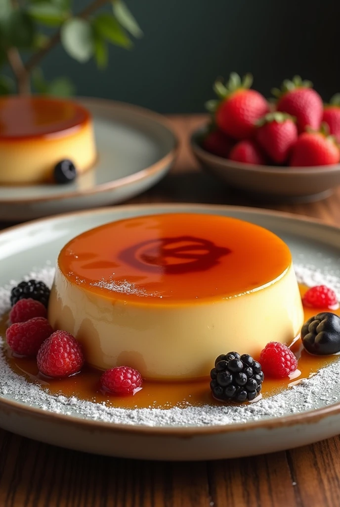 I want a poster advertising the sale of flan. You are a professional advertising copywriter, expert in creating eye-catching posters. Use your skills to create 2 posters that will make people want to buy my products. Search for images
