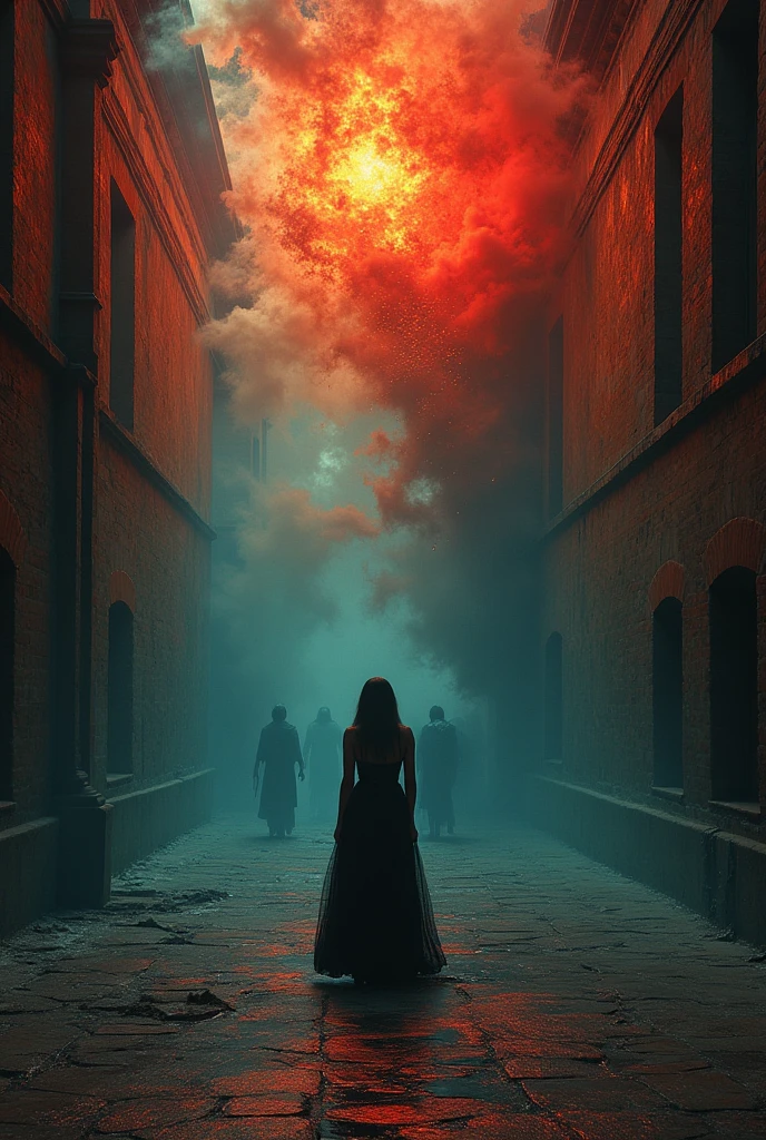 a museum in a perfect storm, amazing colorful composition, disturbance in the matrix, high contrast, an amazing visual illusion, DANCING SILHOUETTES, fine art look of old masters, Collaboration by Zdzislaw Beksinski with reinterpretation by Remedios Varo, chiaroscuro, homely and visionary dream full of viscose and dry, 8k