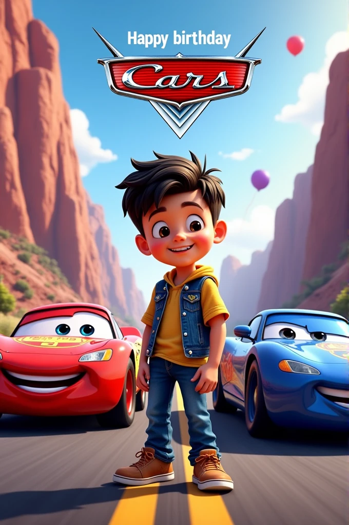 Birthday invitation card with the name Diego and Cars theme