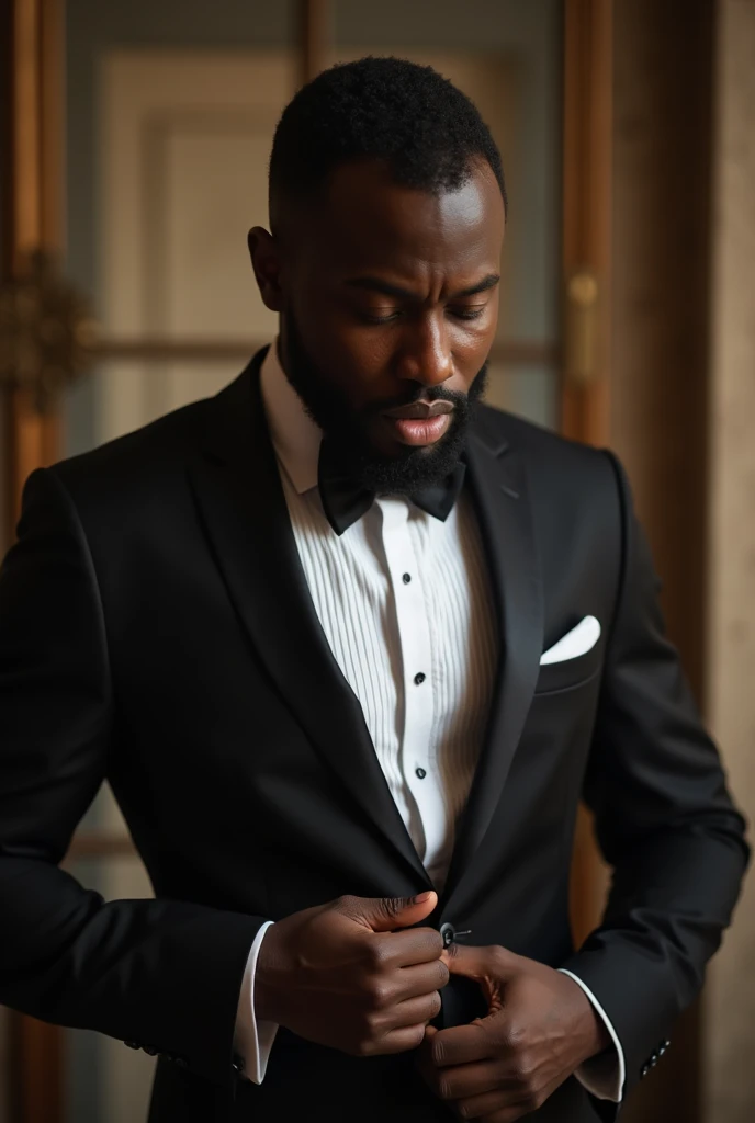 black man masturbating dressed in a wedding suit
