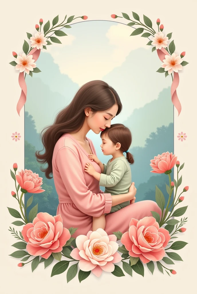 Create a rectangular card with a Mother's Day theme