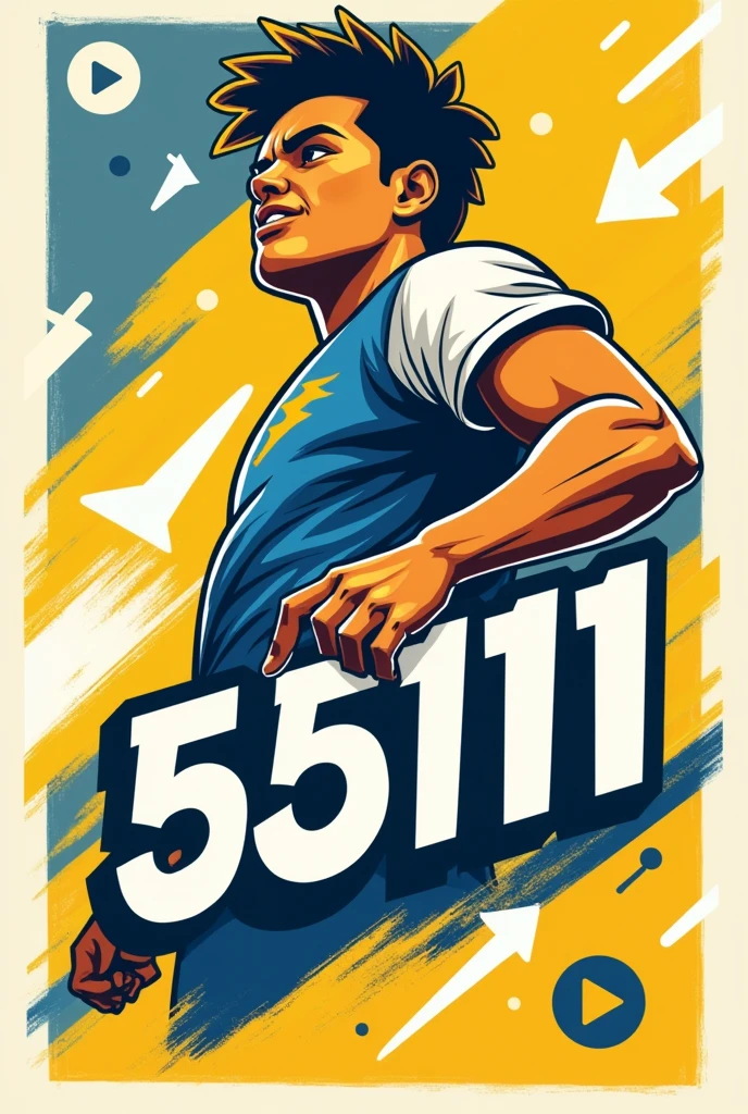 A card that introduces someone as the new force of youth in Várzea do Poço. Use an individual photo of someone with a confident expression. Add elements like arrows or play icons that point to the number 55111, emphasizing the idea of action and movement. Use the yellow color palette, blue and white to create an attractive contrast and highlight the number.
“Our time has come! Let's work together to build a better future for all of us!”