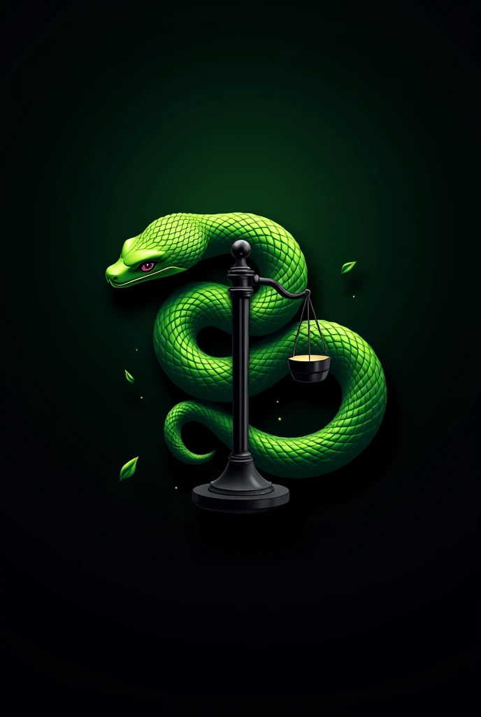 2D logo for a black and green team with a snake and a scale