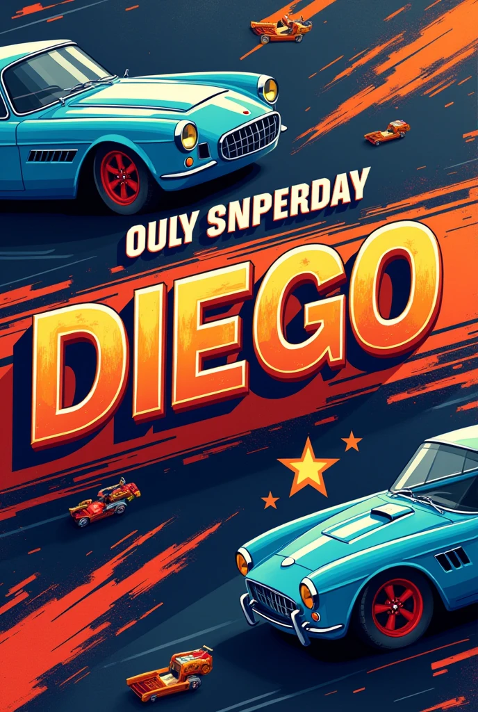 Birthday invitation card with the name Diego and Cars theme