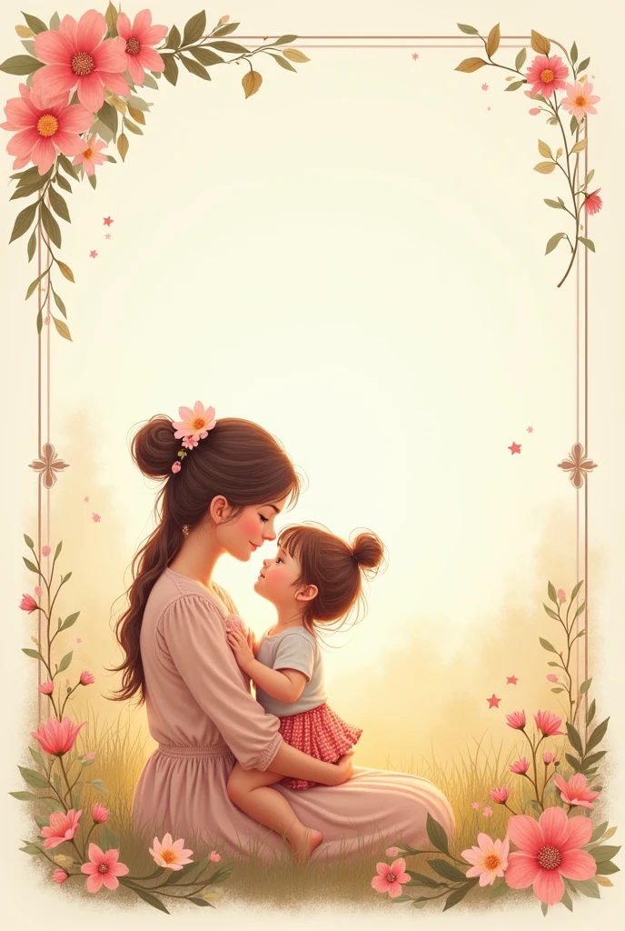 Create a rectangular card with a Mother's Day theme and include space for writing on it.