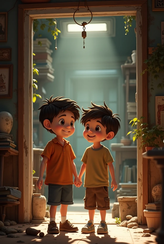   The two boys returned to their grandmother's attic. They looked at each other with a smile, knowing that they had lived a great adventure.
