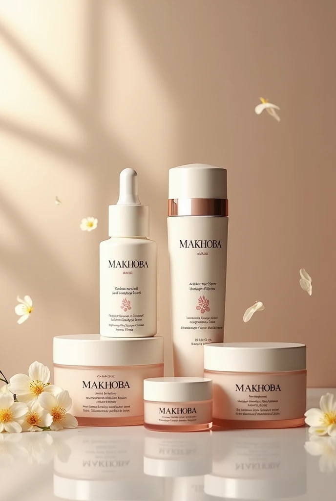 Generate skin care products from the "MAKHOBA" brand , consisting of salicylic acid and glycolic acid and niacinamide acid and facial cleanser, serum, moisturizer SPF, facial scrub, sensitive skin soap, an instant working Benzoyl peroxide solution 3 day solution, a acne scar mask for 1 week , lip scrubs , lip glosses and toners , make it a luxurious brand with elegance.
