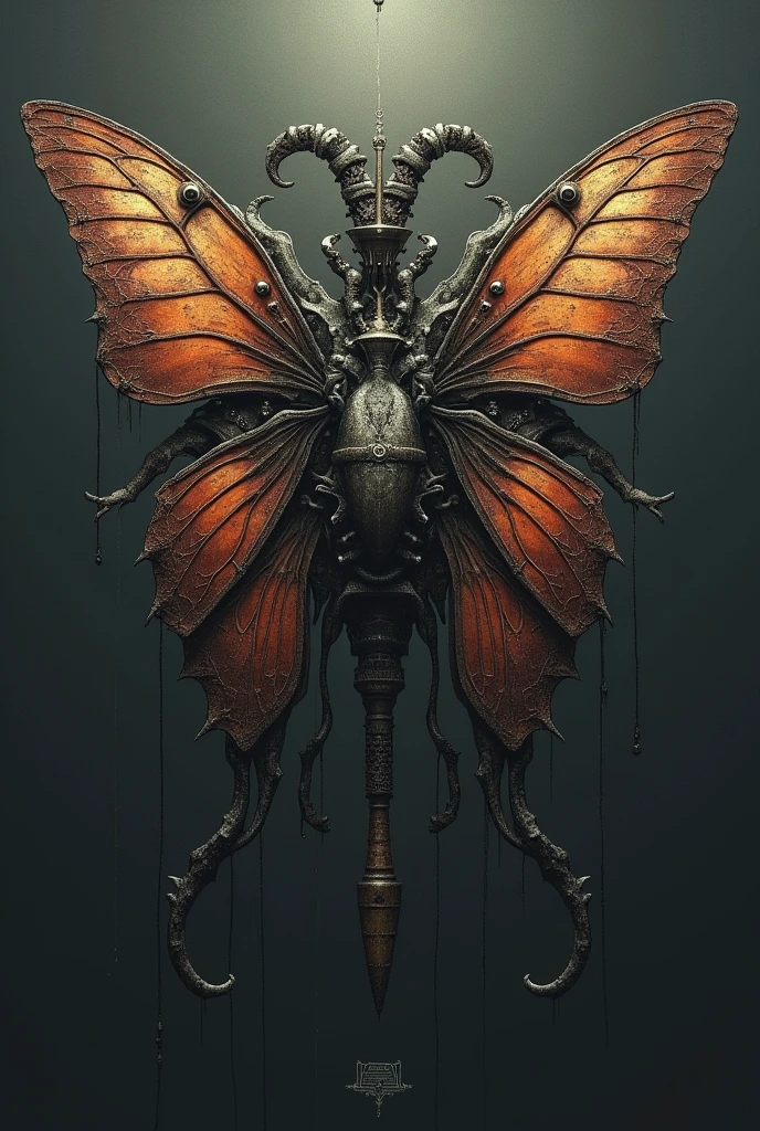 Create a tattoo of the torture device known as the Iron Maiden with a shape resembling a butterfly cocoon.