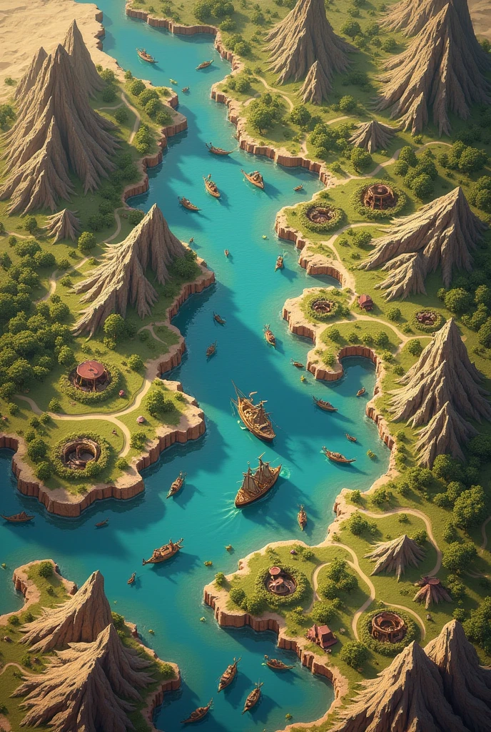 Create the map for an open-world game, Create a top-down view, and a map similar to the world map (mixing the world maps of all eras)