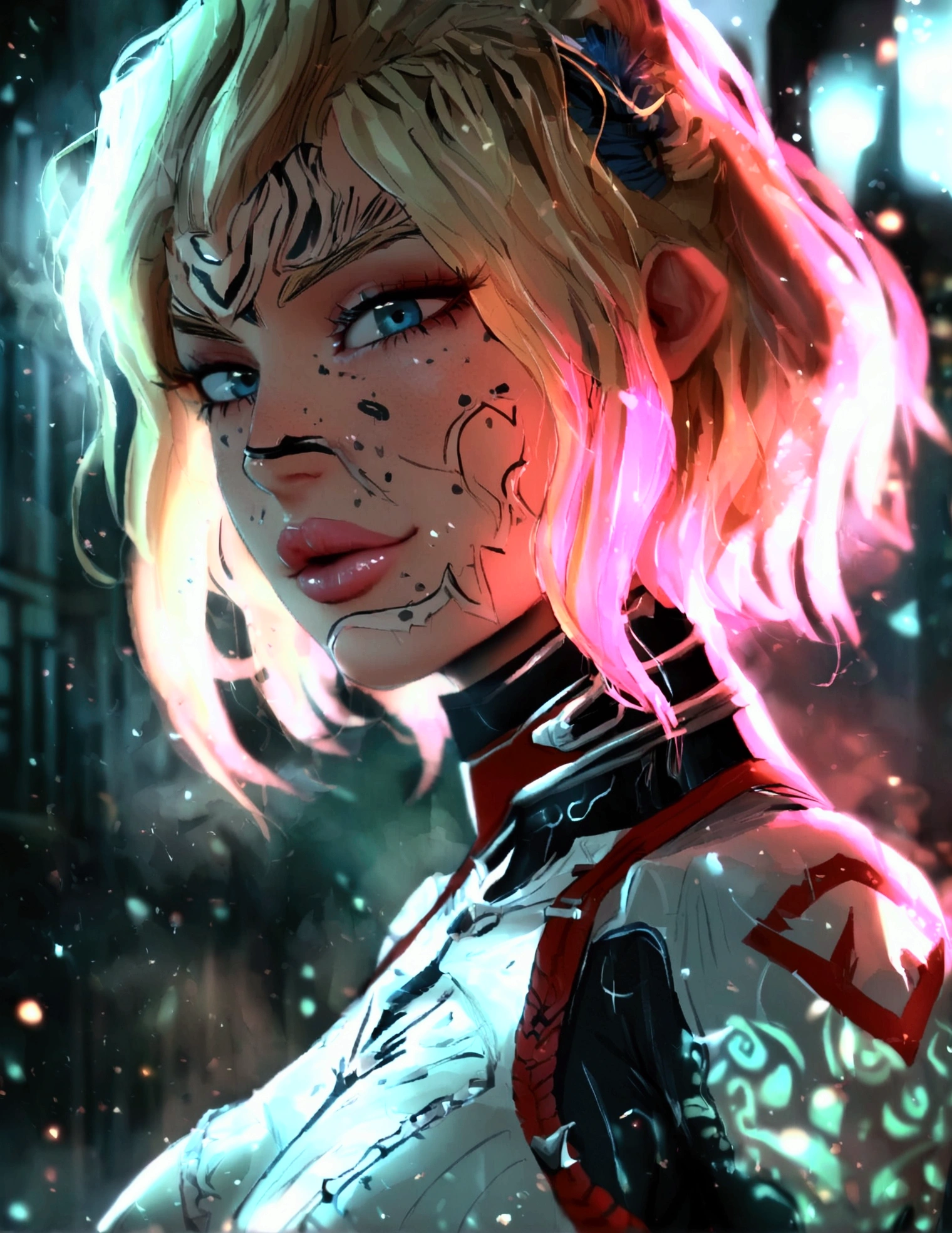 My Hero Academy, my hero academia, bnha/MHA sexy, American heroine, cleavage with prominent breasts, ssmile, pink lips, ssmile, blonde, slickedback hair, American
