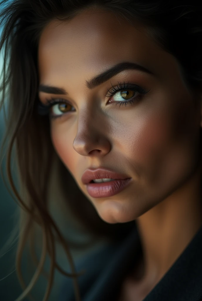 Seductive glance:

Prompt: "A close-up of a woman's face, her gaze is directly at the camera, full of confidence and seduction."
Technical details: ISO 100, f/2.0, 1/200s, 85mm or 100mm.