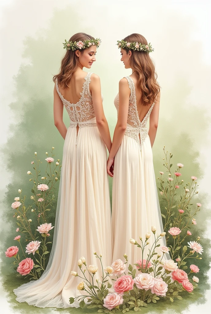 Create for me a sketch of dresses inspired by flowers for the gospel audience
