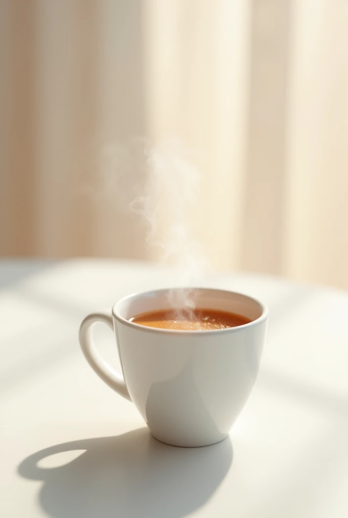 It's in a white cup.