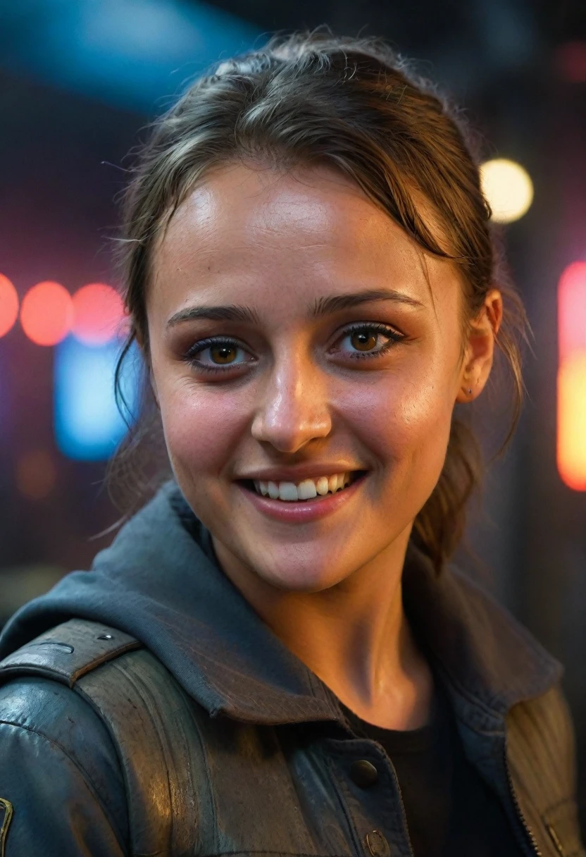 a smiling Ella Purnell, detailed portrait, Fallout post-apocalyptic environment, highly detailed, masterpiece, 8k, photorealistic, hyper-realistic, cinematic lighting, dramatic lighting, intricate details, sharp focus, vivid colors, dynamic pose, confident expression, retro-futuristic, retrofuturism, cyberpunk, science fiction, retrofuturistic technology, neon lights, dystopian, gritty, moody, atmospheric. >incredible photorealistic eye detai.l>incredible photorealistic face detail.>incredible photorealistic youth body detail.>ideally proportioned teeth. ((insane quality)) ((super-resolution)) ((precise details of all objects in the frame))
((insane quality))
((off-scale photorealism))
((super-resolution))
((precise details of all objects in the frame))
(((skin mutation)))