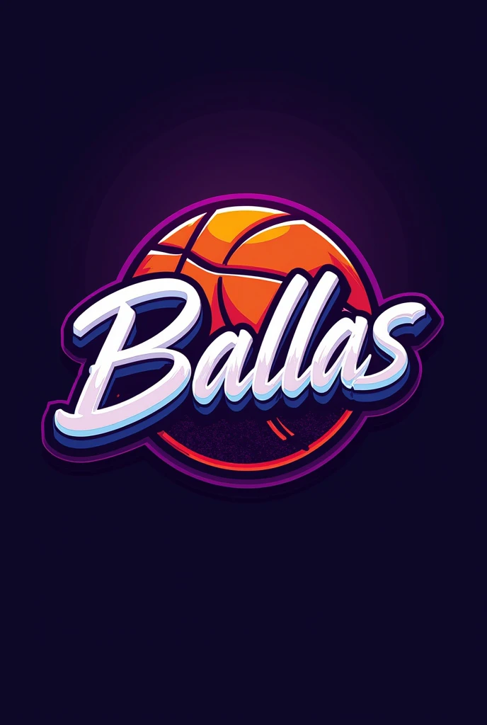 Logo for a basketball team in Los Angeles called Ballas purple color with the name in the logo