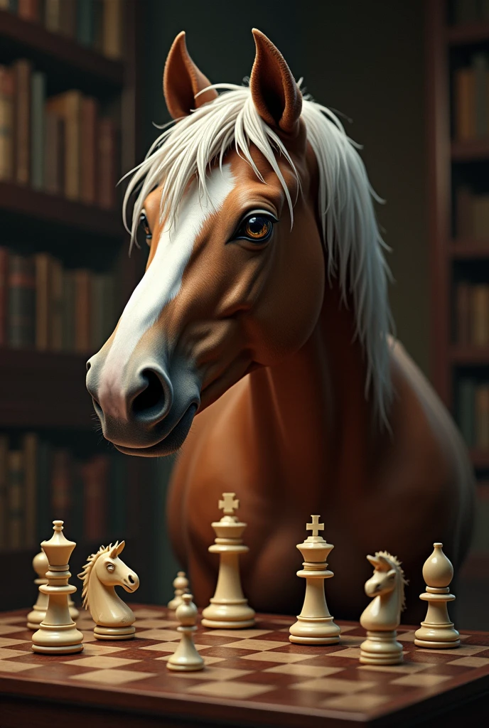 Horse playing chess