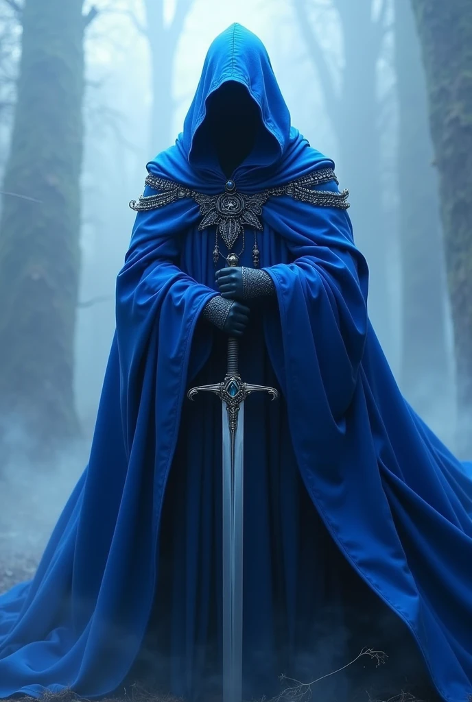BLUE CLOAK WITH A SWORD