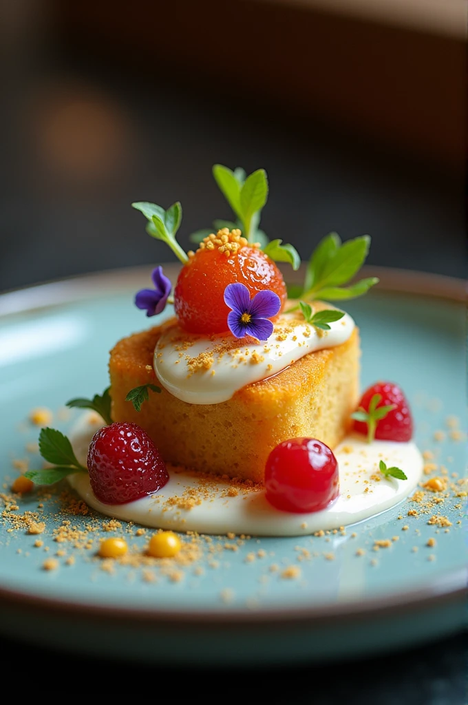 Create a street food dish but with molecular cuisine techniques