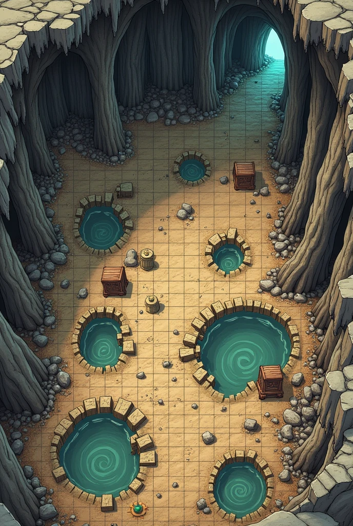dnd map, squared, cave, enough, tesairs, safes, barrels, air, without people