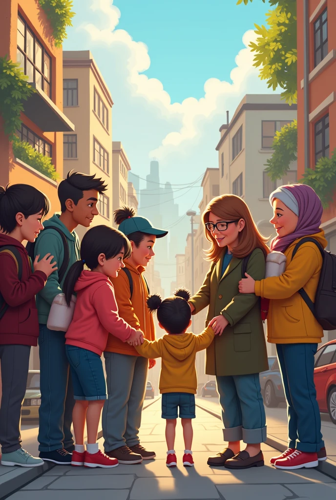 People helping each other