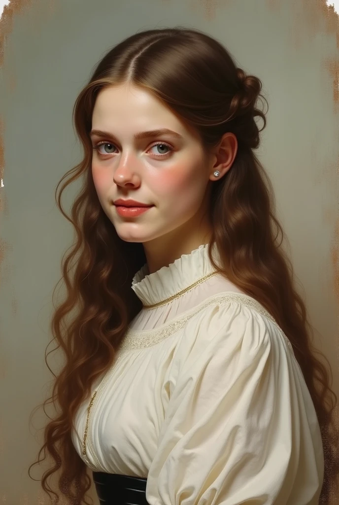Portrait of a young woman with brown hair from the 19th century