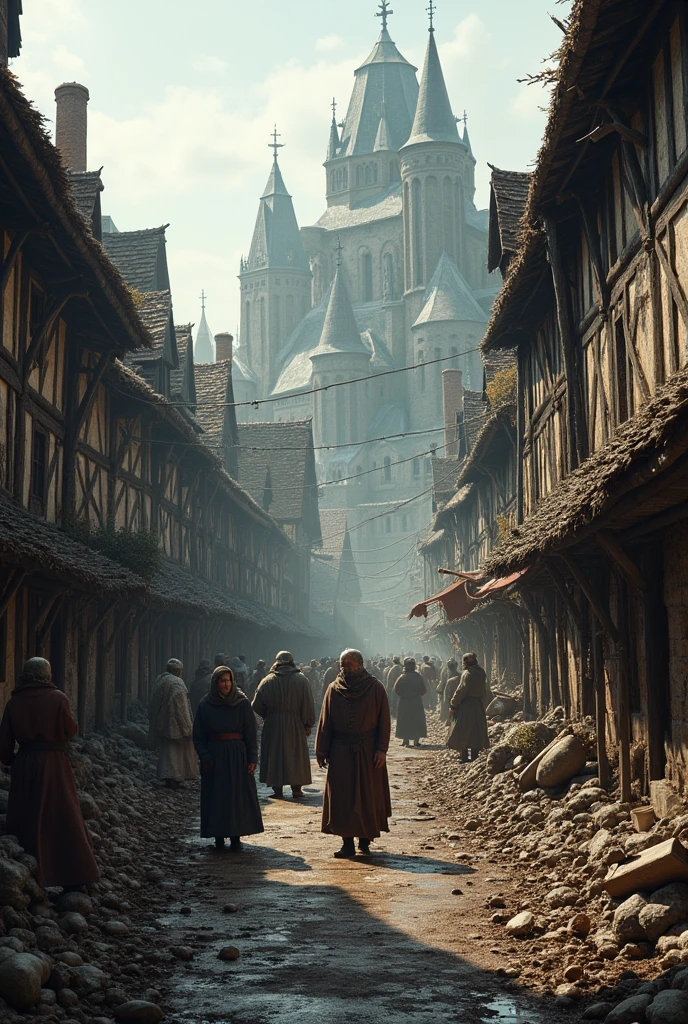 European city in the Middle Ages without basic sanitation and with a lot of garbage on the ground