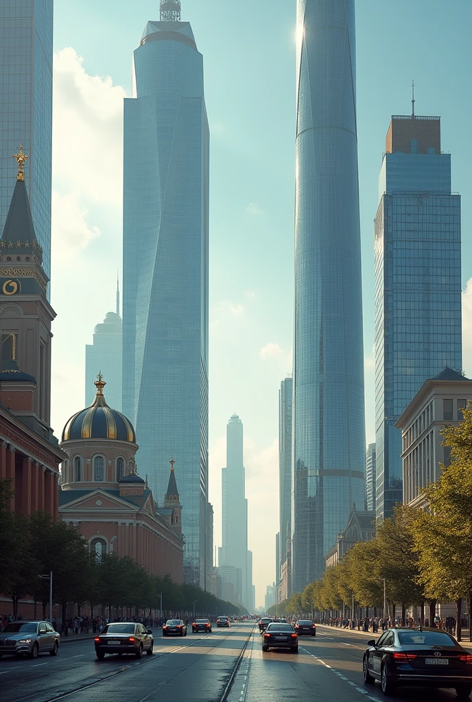 Soviet Moscow with modern skyscrapers Soviet Union