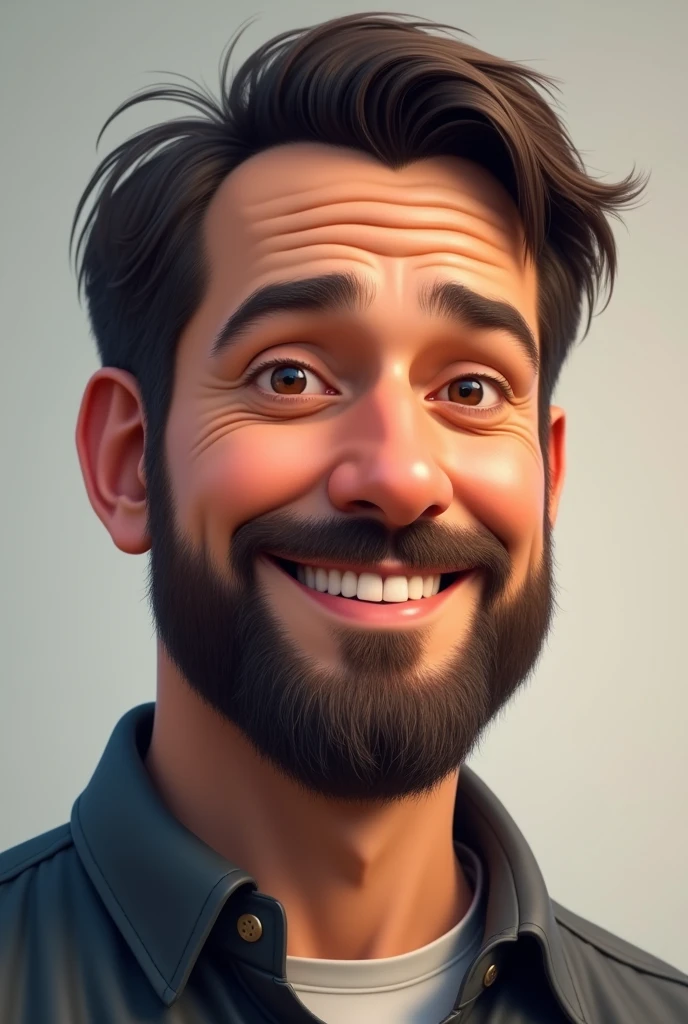 (photorealism:1.2)short man with beard straight hair,moreno , Brown eyes, 80 kilos, friendly 
