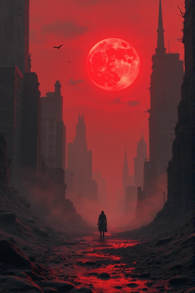 Picture: a post-apocalyptic city, gloomy and deserted, the sky is blood red, ruins rise high. The wind blows through the empty streets, dust swirls up.music: Mystical, dark sounds, which evoke unease.
