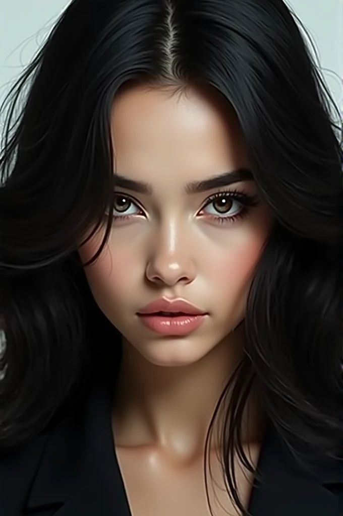 New Woman with Black Hair Staring