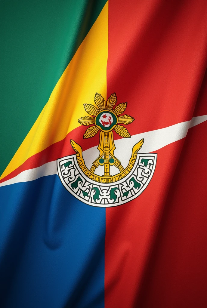 A flag that is a mix of the Seychelles flag, Bhutan, The flag of Burma in 1752 and the flag of the Soviet Union