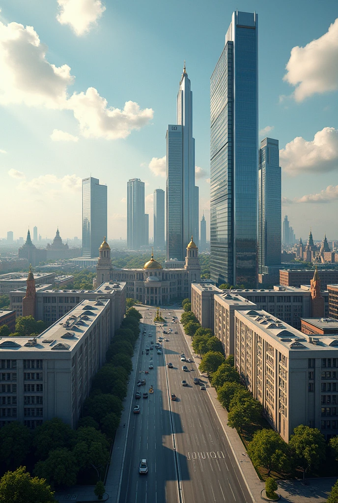 Moscow with modern skyscrapers Soviet Union