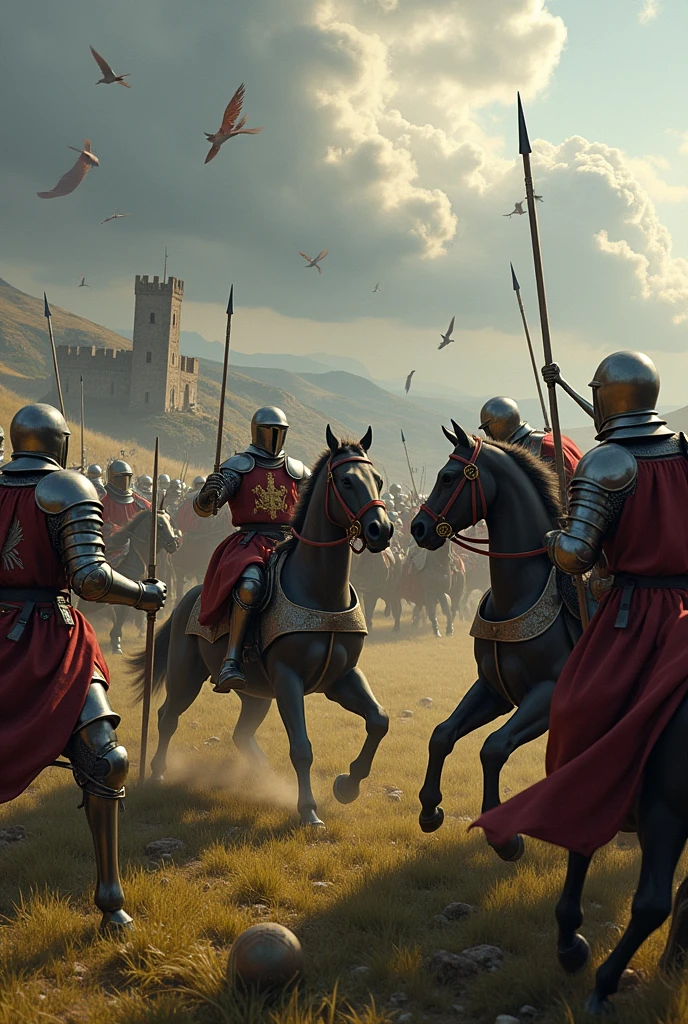 Medieval knights fighting in the Middle Ages