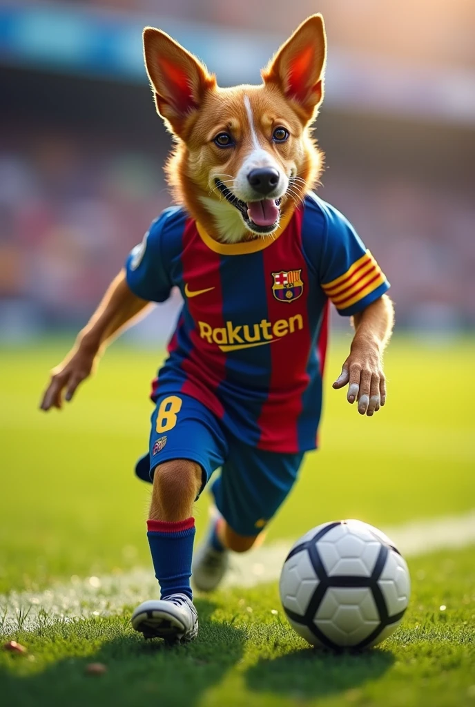 Dog in Messi suit