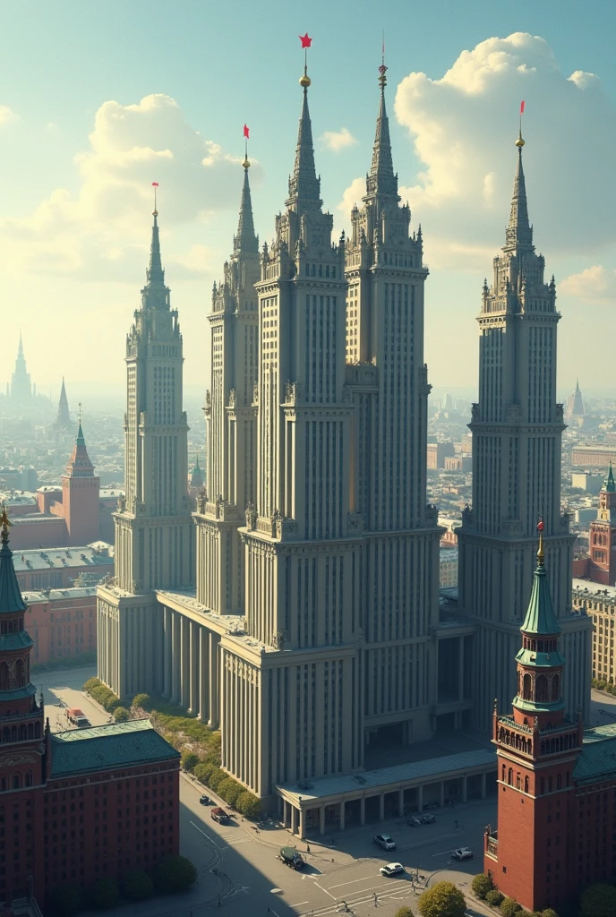 Moscow with Soviet skyscrapers Soviet Union
