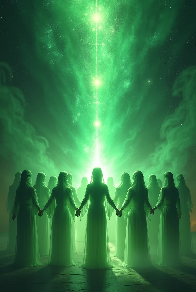 create humans working together with the Arcturians in spiritual healing using emerald green light