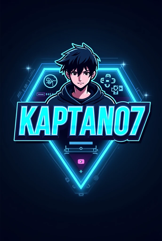PROMPT
This is a gaming logo that features the name "KAPTAAN07" in a futuristic font and a neon blue color. and Boy Anime avtar, The logo also has a stylized controller icon and a YouTube play button in the background. The logo is designed to be attractive and eye-catching, and to appeal to gaming enthusiasts and YouTube viewers. I hope you like it.
EDITING