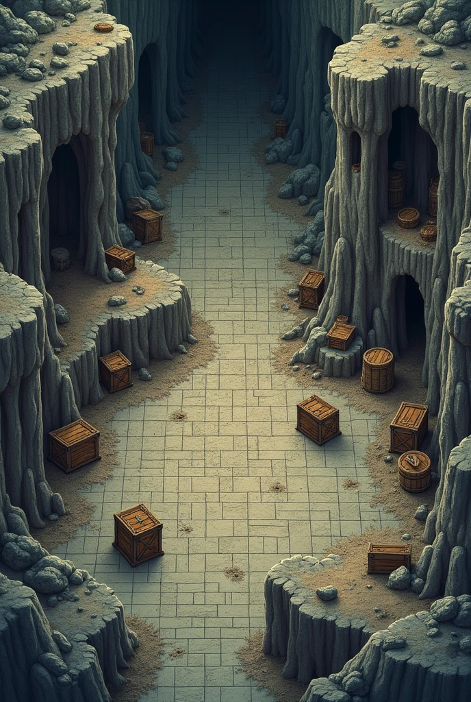 dnd map, squared, cave, enough, tesairs, safes, barrels, air, without people
