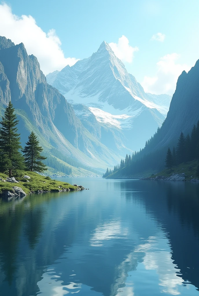 make a lake with montains