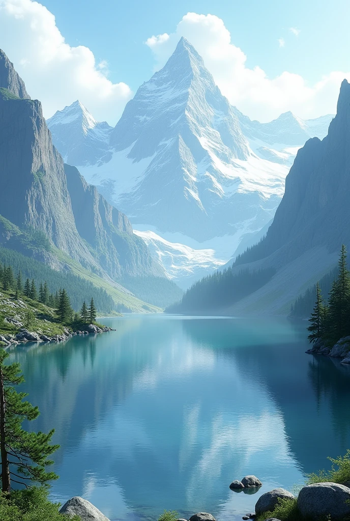 make a lake with montains