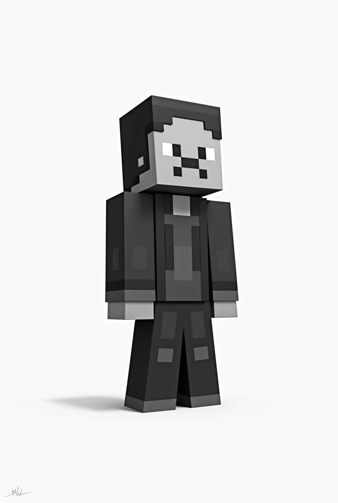 Black and white Minecraft character