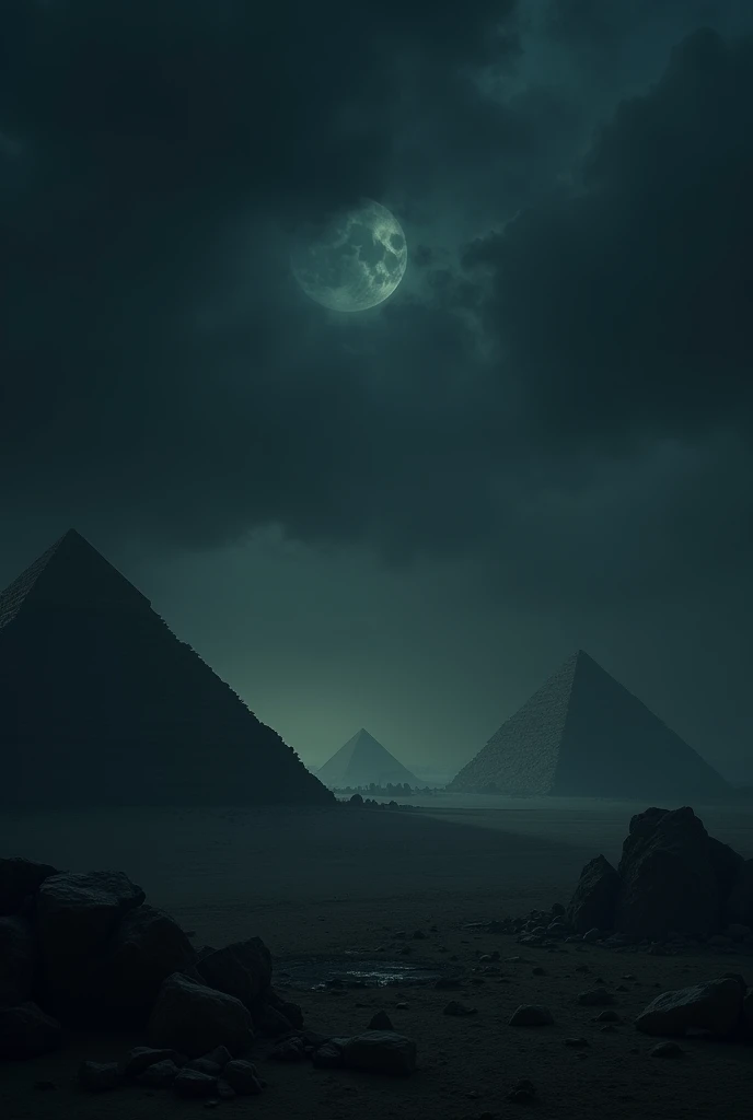 8. Darkness covering Egypt: A dark scene, with only a faint light on the horizon.