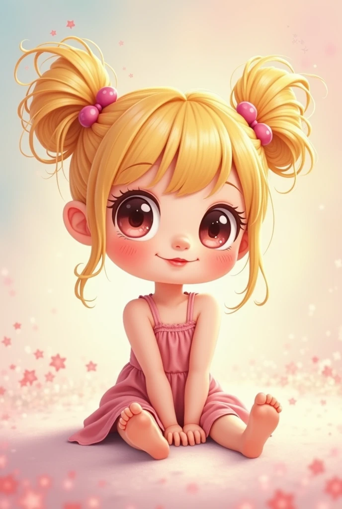 blonde girl with hair tied up in pigtails with 1.6 tall